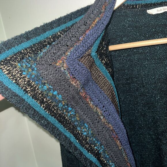 Soft Surroundings Nahla Cardigan Sweater Womens L Multicolor Open Front Boho - Picture 2 of 8